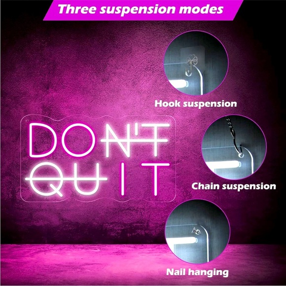 DON'T QUIT/DO IT Pink Cute Neon Sign Light Gym/Work Space/Man Cave/Dorm Decor - Picture 4 of 9